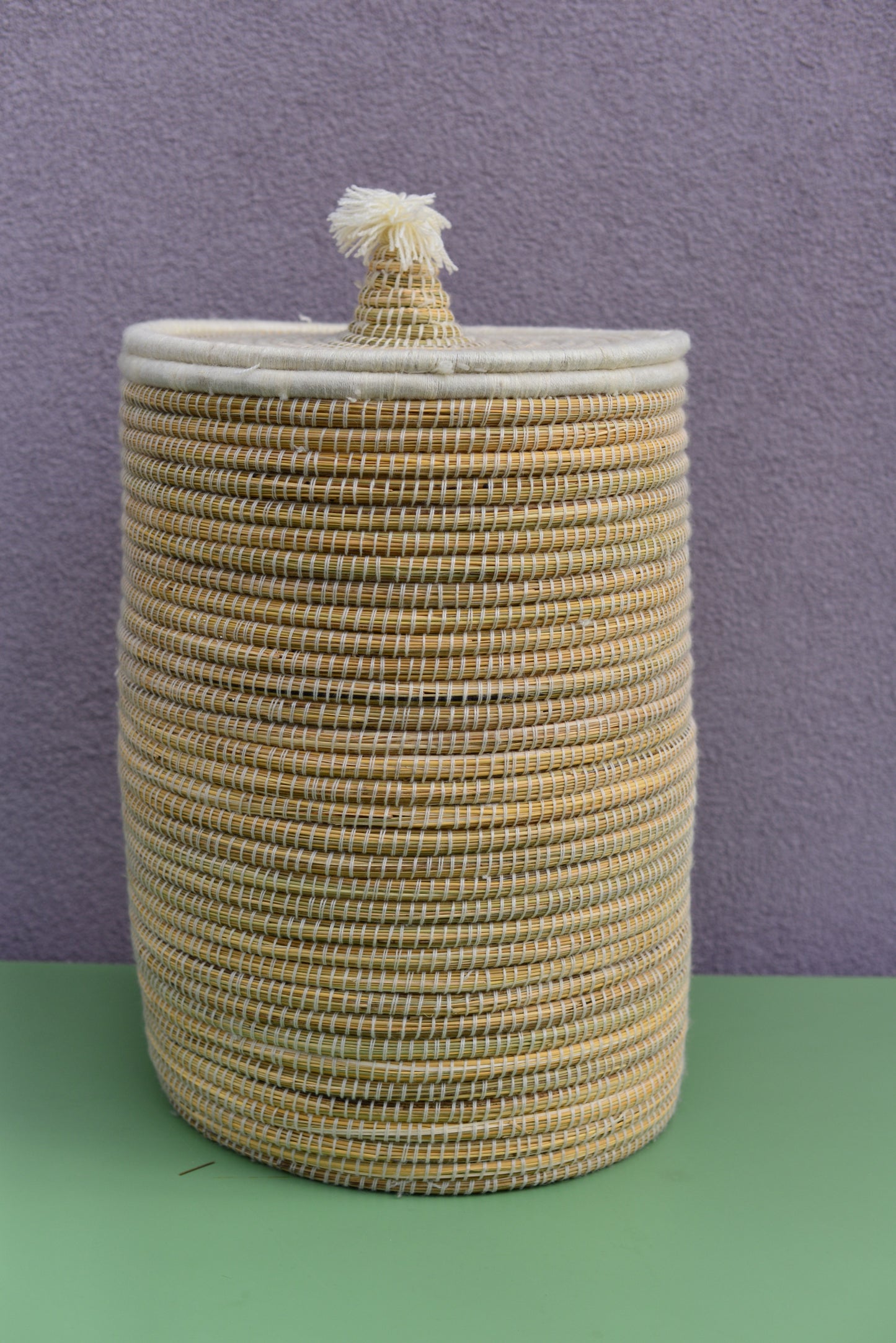 Panier à linge naturel avec couvercle 60 cm