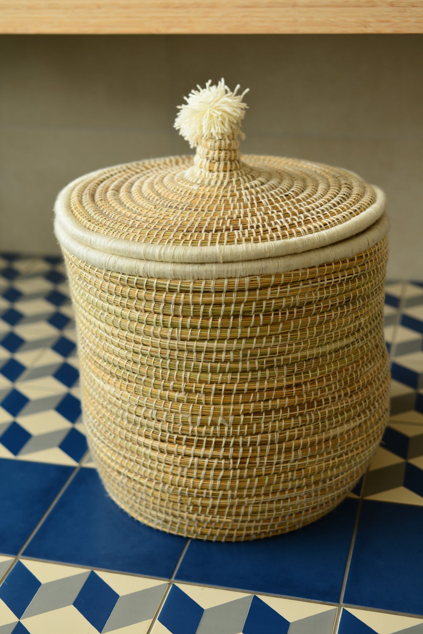 Panier à linge naturel avec couvercle 40 cm