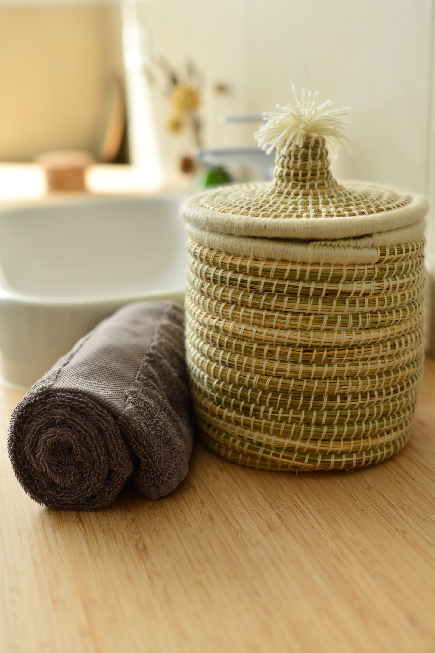 Panier naturel avec couvercle 20 cm