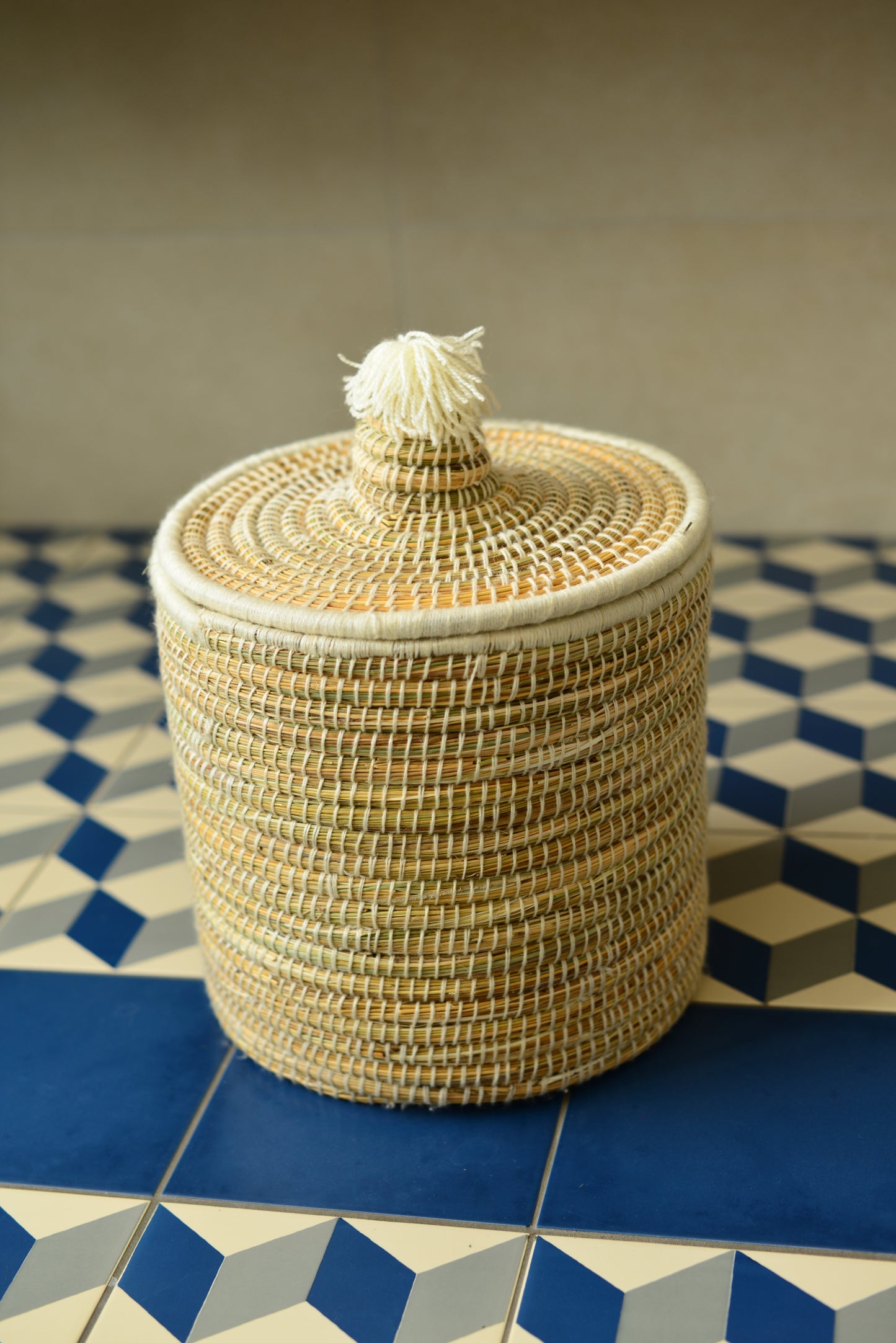 Panier naturel avec couvercle 30 cm