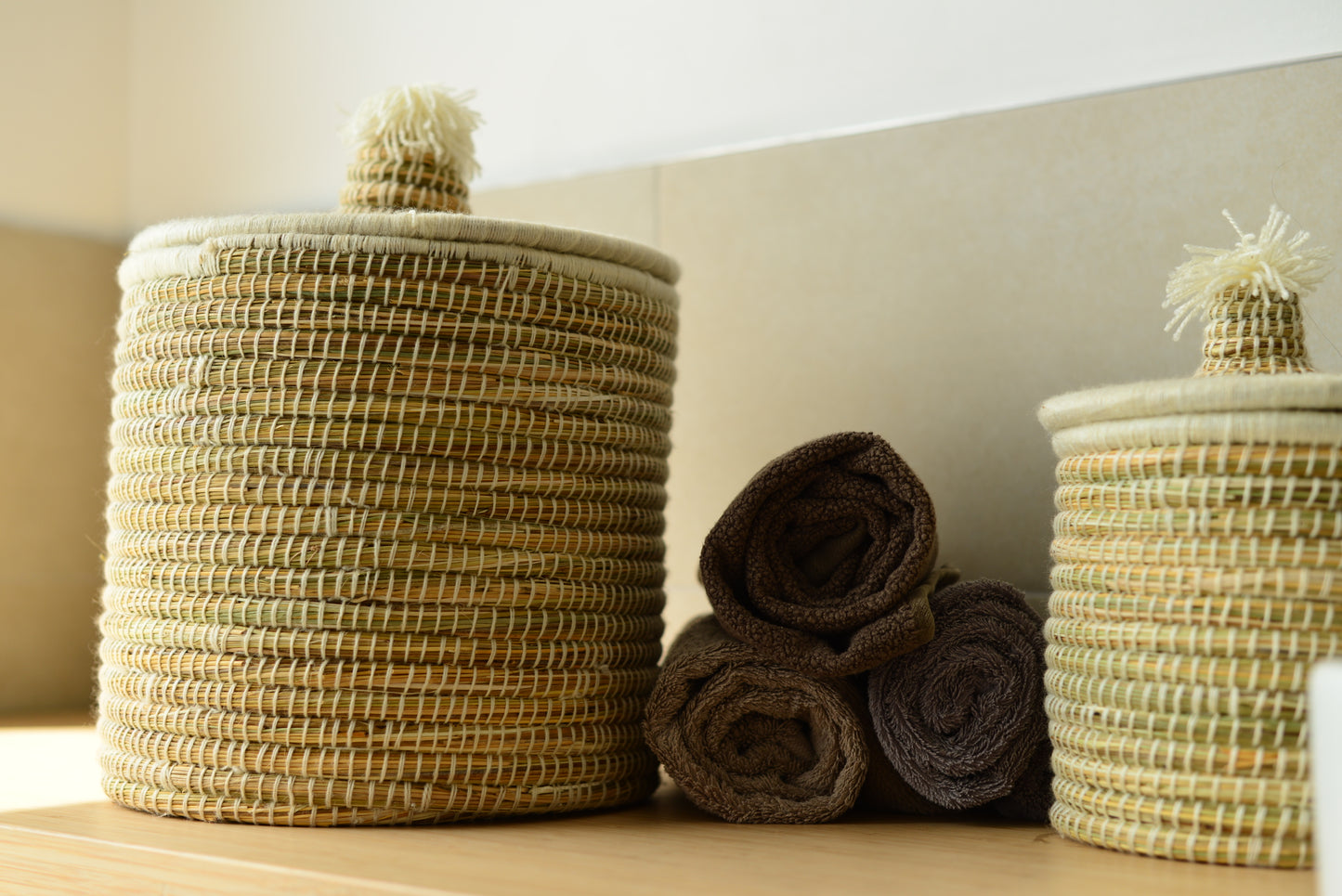 Panier naturel avec couvercle 30 cm
