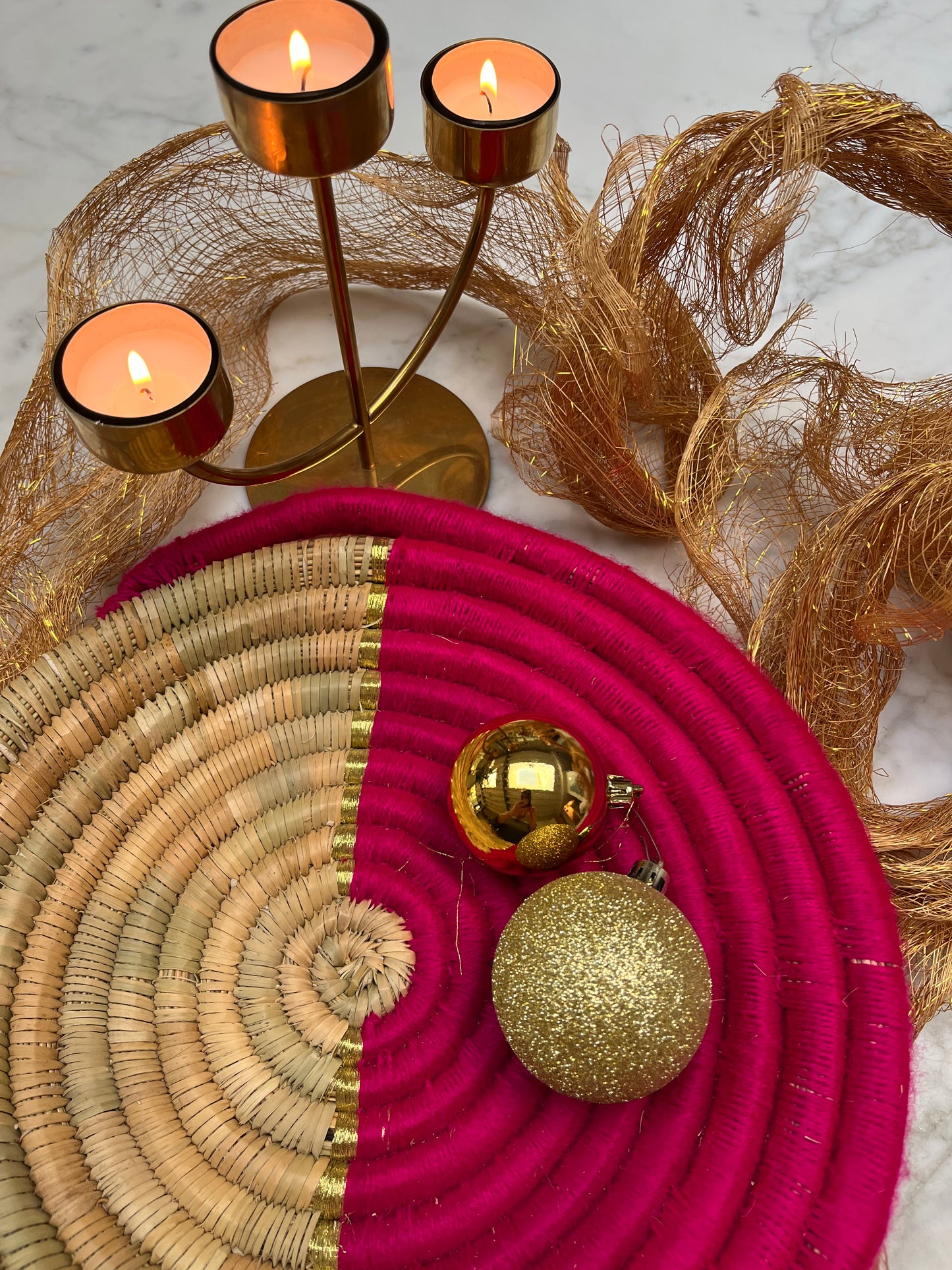 Corbeille TBEG fuchsia /naturel 35 cm