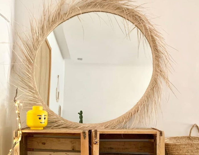 Miroir en raphia 95 cm