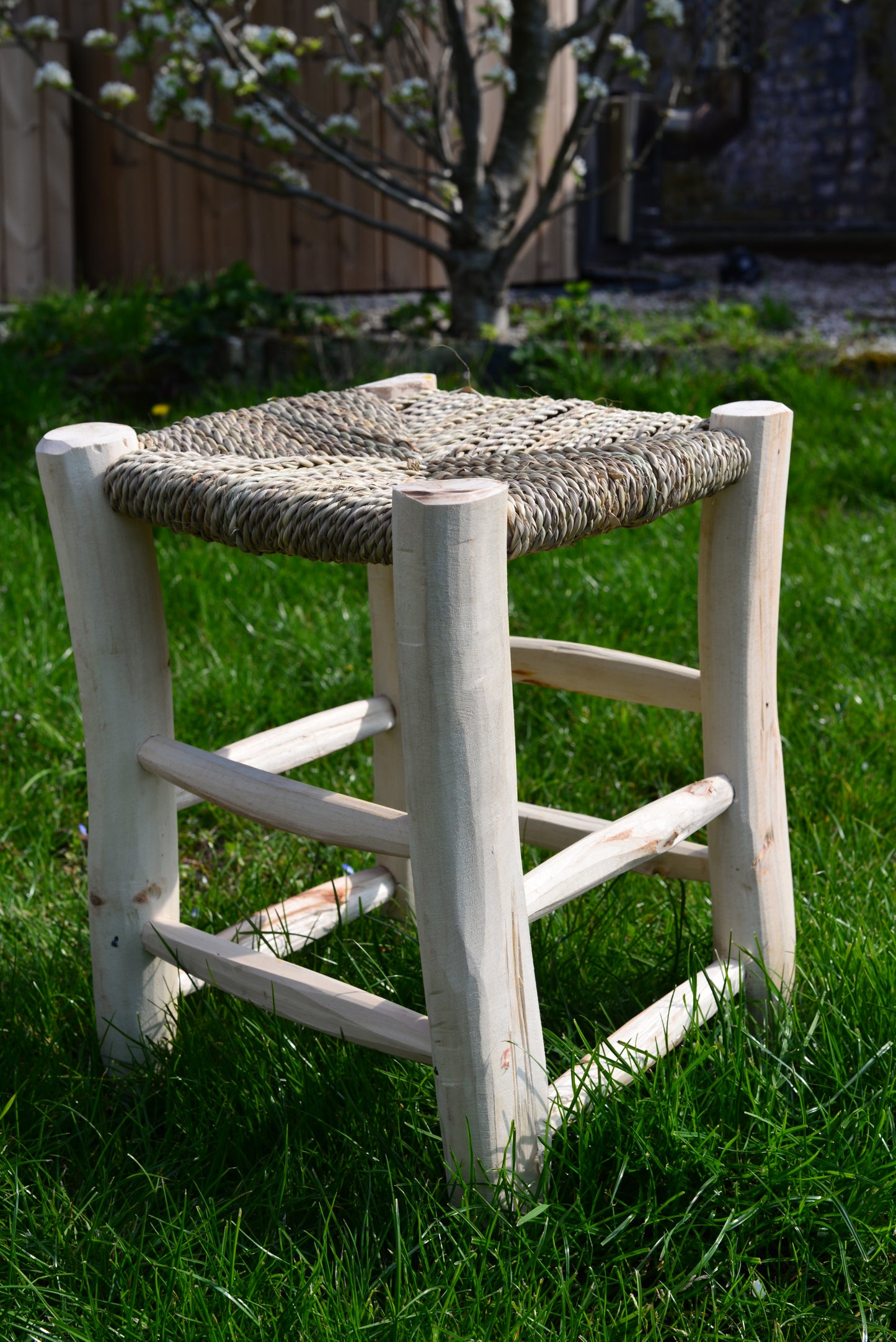 Tabouret en palmier tressé 40 cm