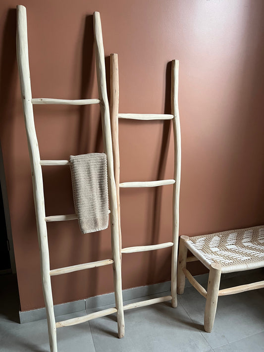 Echelle décorative en bois d'eucalyptus 170 cm, porte-vêtements fait main