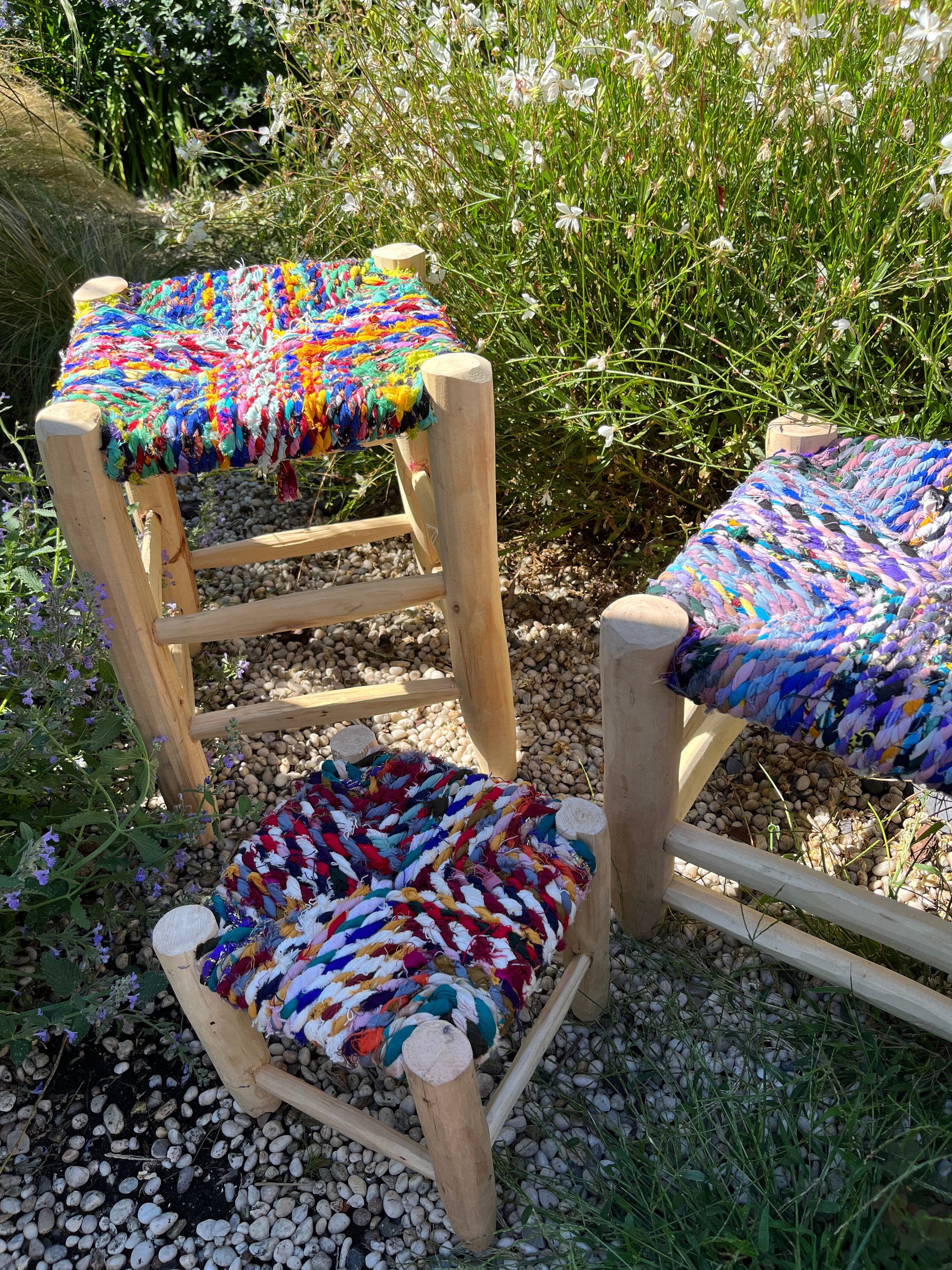 Tabouret boucherouite 40 cm, vue de profil